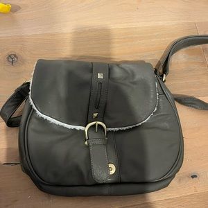 Grey faux leather Sherpa purse